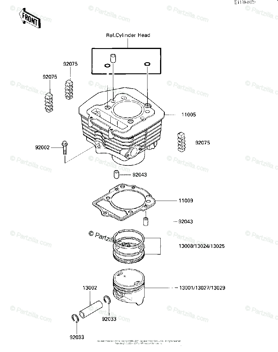 Kawasaki ATV 1987 OEM Parts Diagram for Cylinder, Piston | Partzilla.com