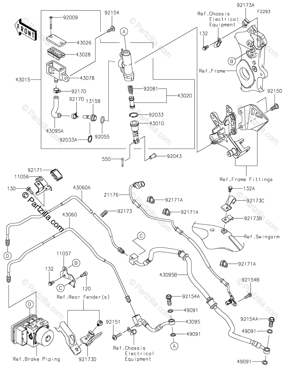Kawasaki Motorcycle 2021 OEM Parts Diagram for REAR MASTER 