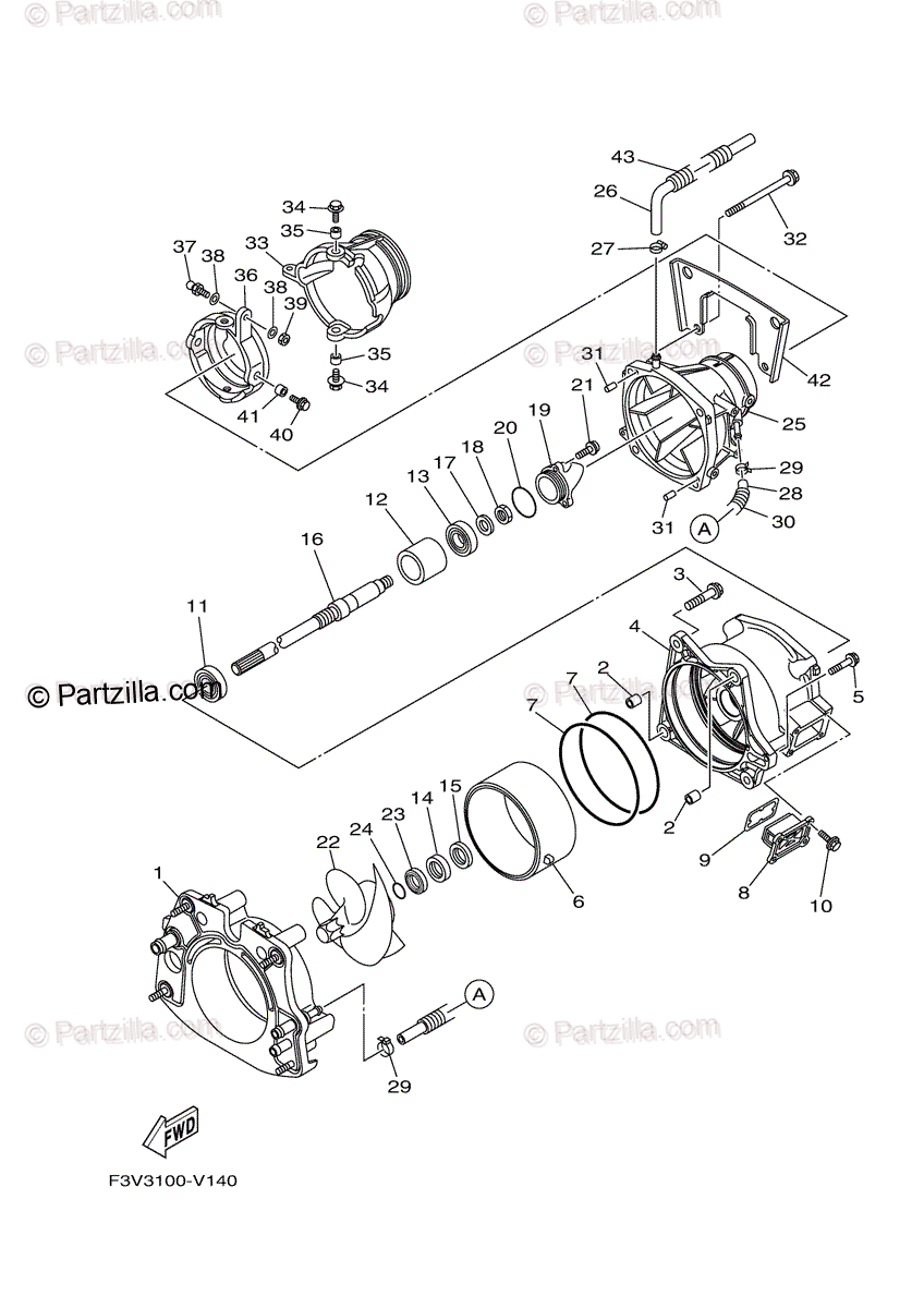 YAMAHA VX´07 OEM section (JET-UNIT-1) parts Used [Y9917-23]-