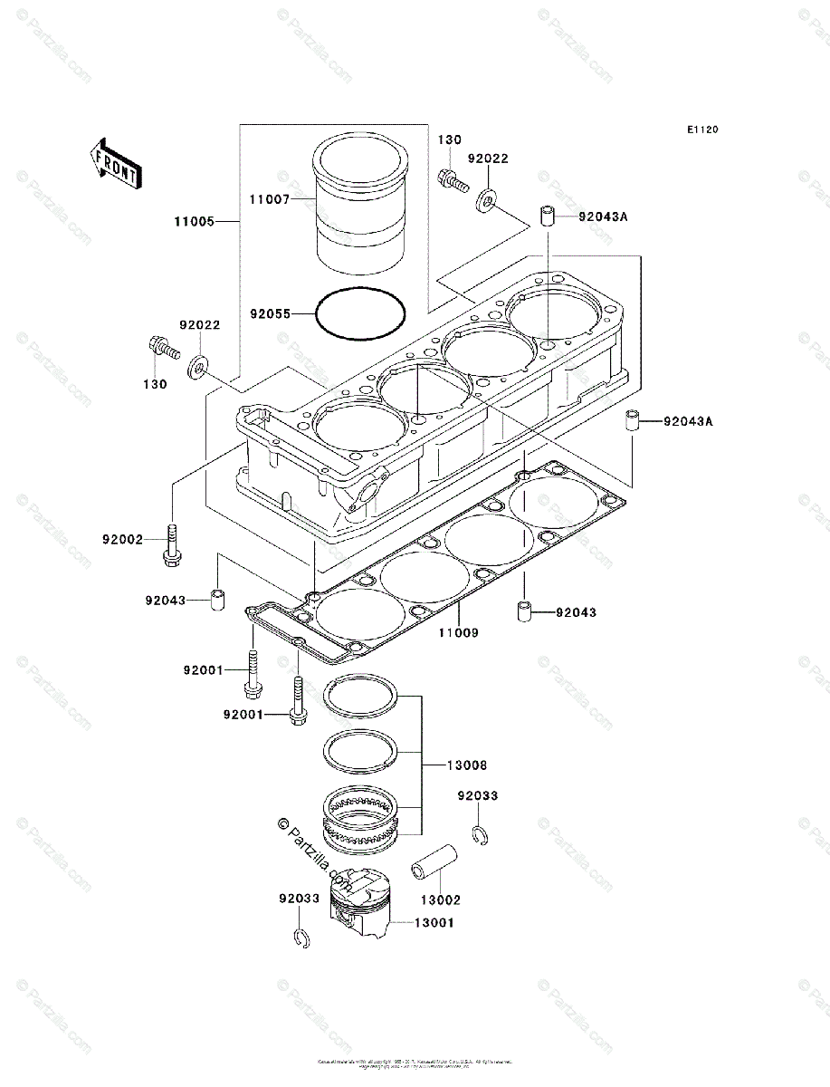 Kawasaki Motorcycle 1998 OEM Parts Diagram for Cylinder/Piston(s 