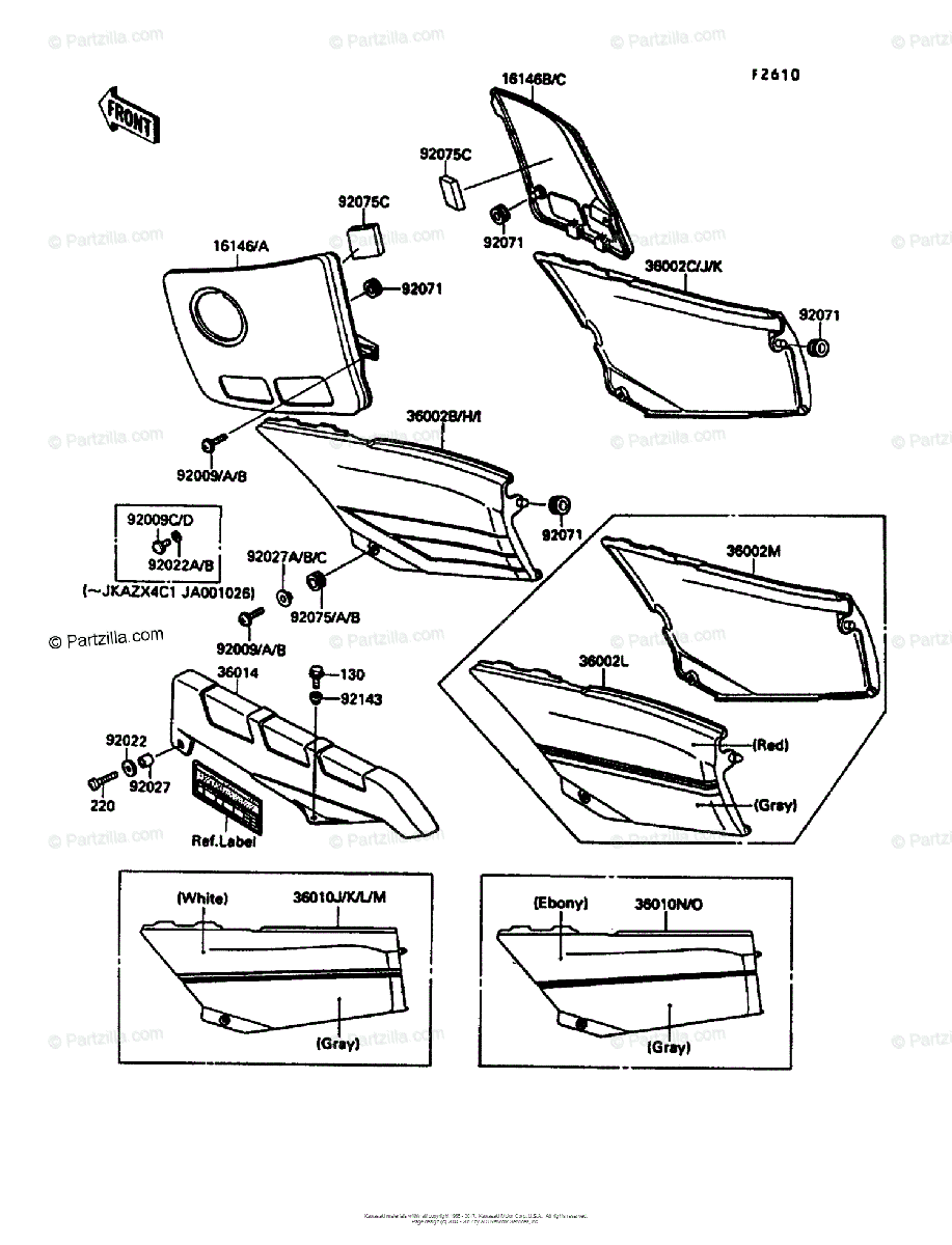 Kawasaki Motorcycle 1989 OEM Parts Diagram for Side Covers/Chain 