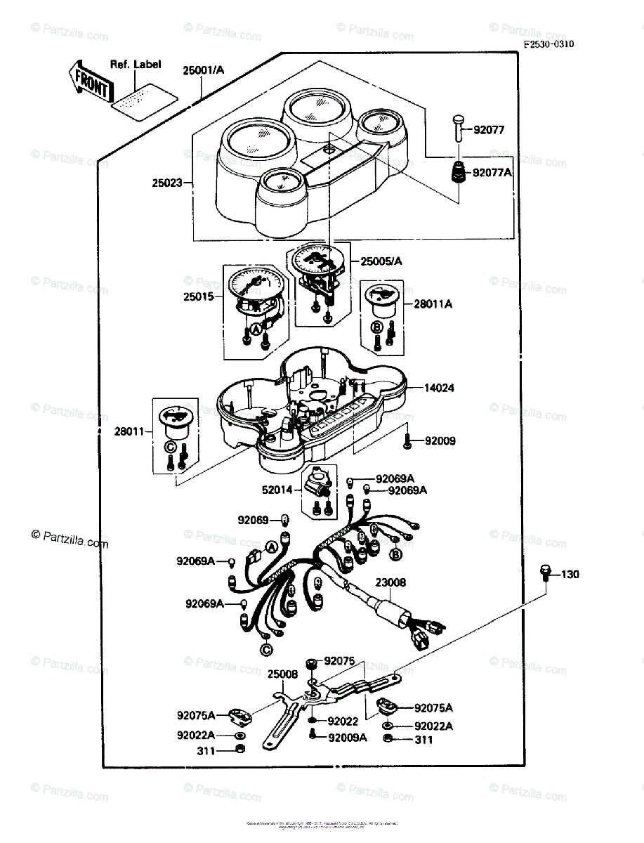 Kawasaki Motorcycle 1989 OEM Parts Diagram for Meter(s 