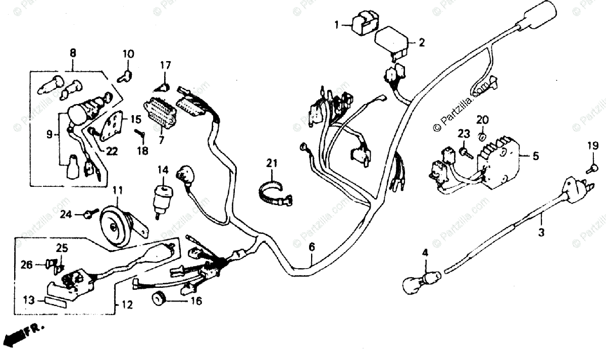 Honda Scooter 1987 OEM Parts Diagram for Wire Harness | Partzilla.com  1987 Honda Elite Wiring Diagram    Partzilla