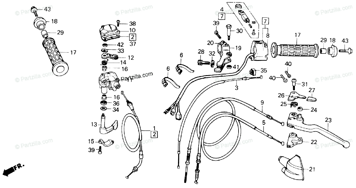 Honda ATV 1985 OEM Parts Diagram for HANDLE LEVER | Partzilla.com Honda TRX 125 Parts Diagram Partzilla