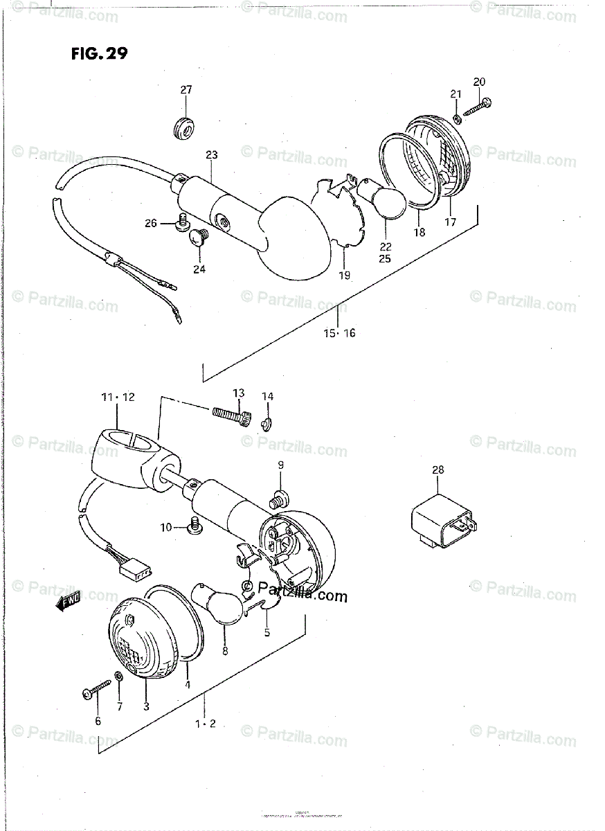 Suzuki Motorcycle 1988 OEM Parts Diagram for TURN SIGNAL LAMP
