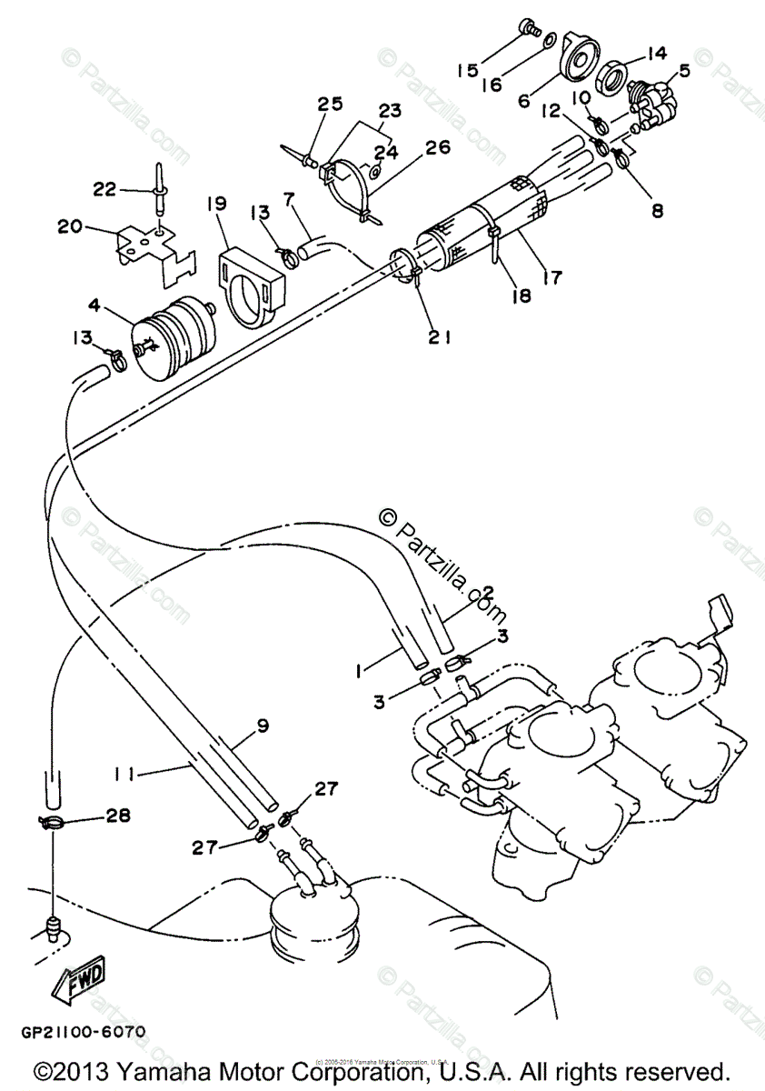 Yamaha Waverunner 1996 OEM Parts Diagram for Fuel | Partzilla.com