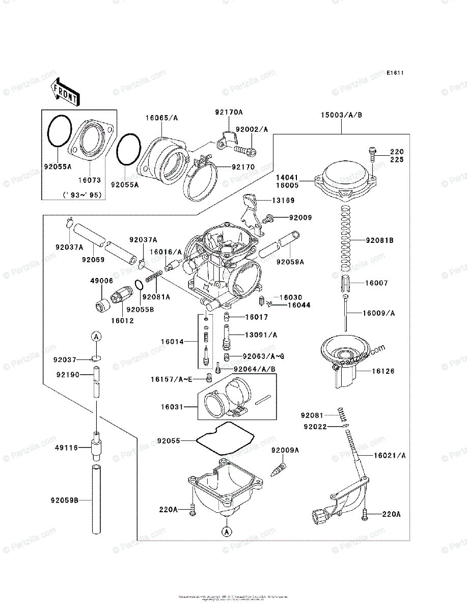 Kawasaki ATV 1996 OEM Parts Diagram for Carburetor | Partzilla.com
