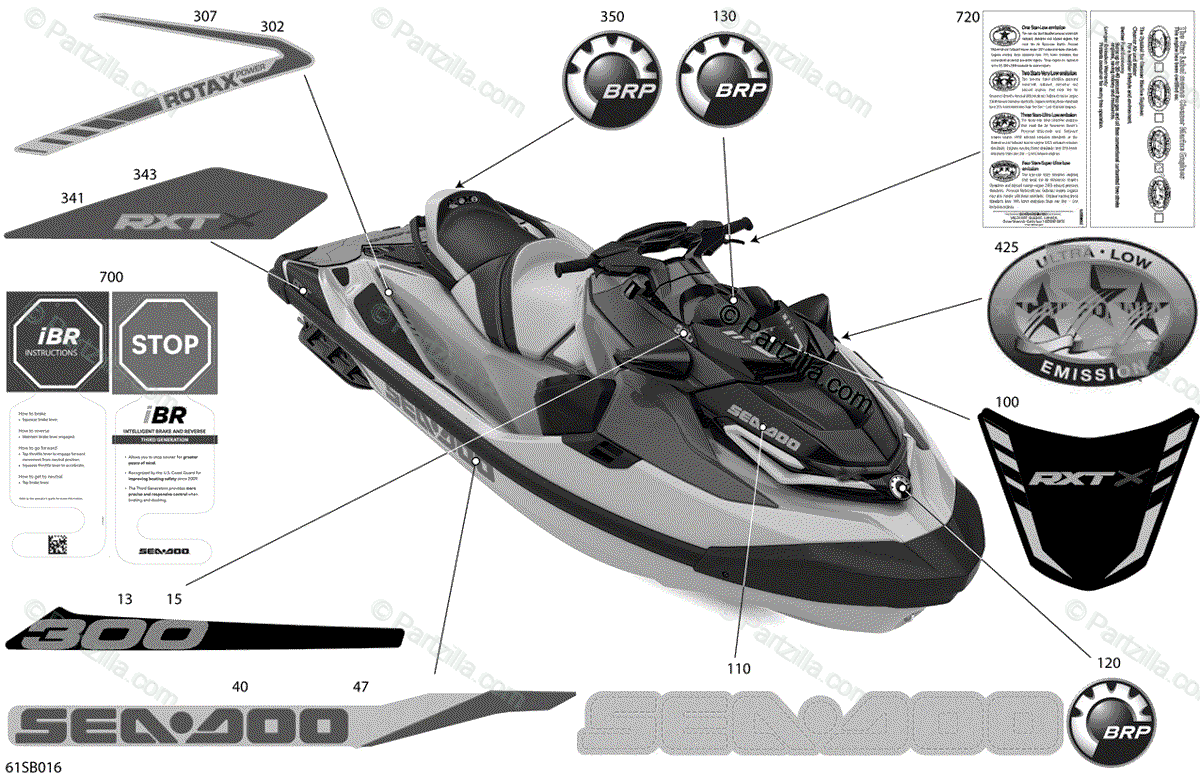 Sea-Doo 2022 RXT X 300 OEM Parts Diagram for Body - Decals 