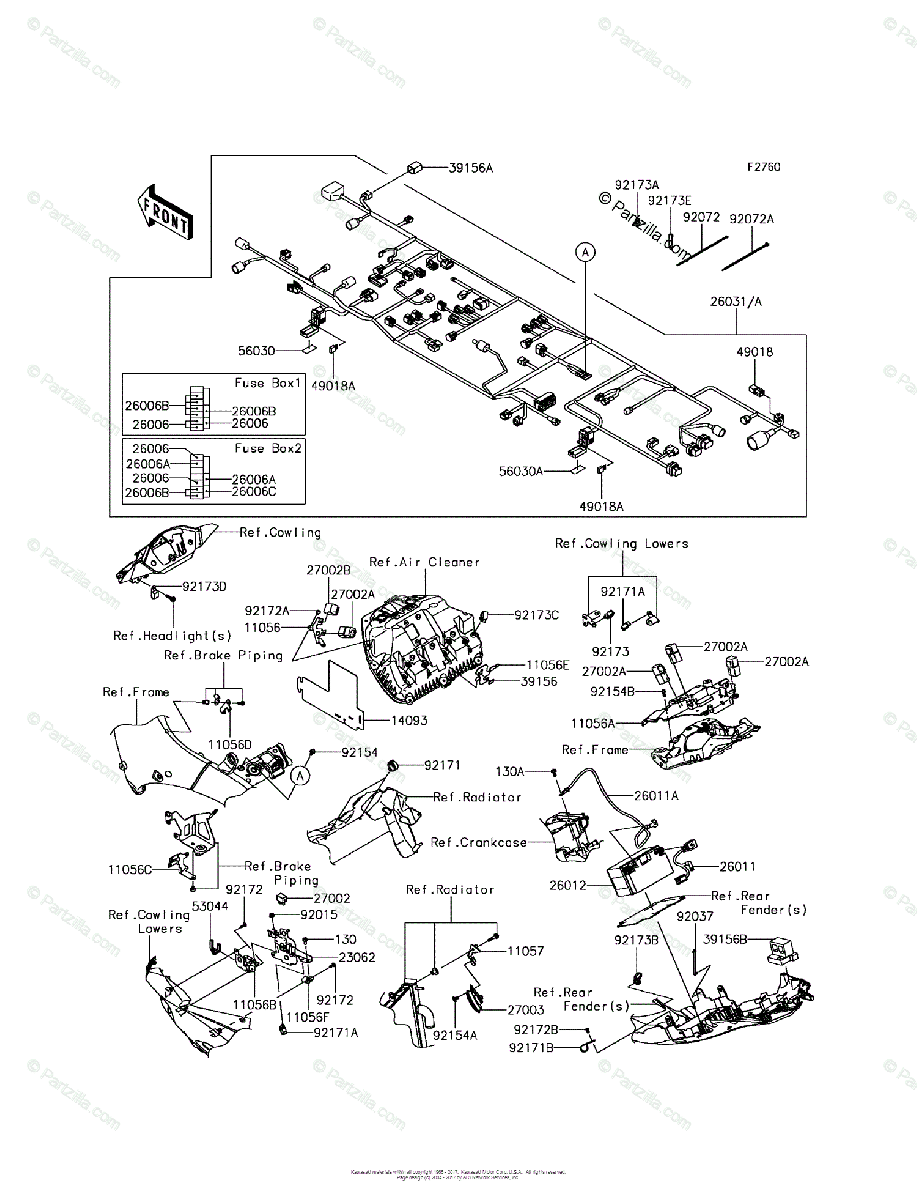 Kawasaki Motorcycle 2016 OEM Parts Diagram for Chassis Electrical