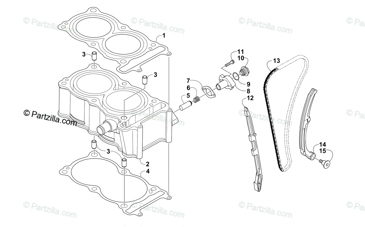 Arctic Cat Side by Side 2017 OEM Parts Diagram for CYLINDER AND 