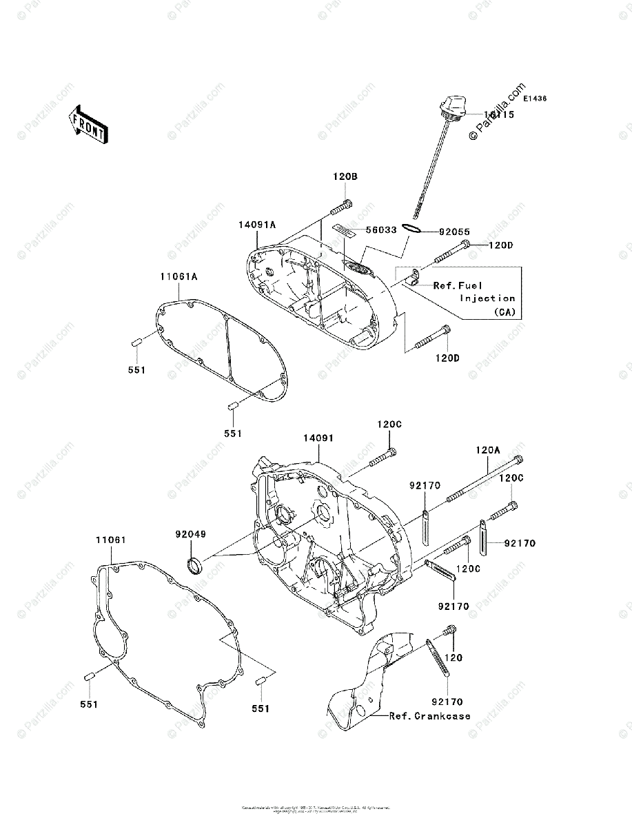 Kawasaki Motorcycle 2007 OEM Parts Diagram for Right Engine Cover(s