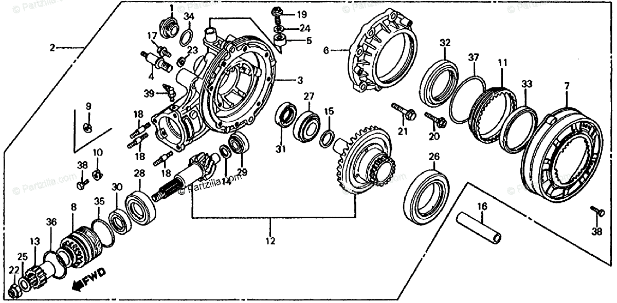 Honda Motorcycle 1983 OEM Parts Diagram for Final Driven Gear