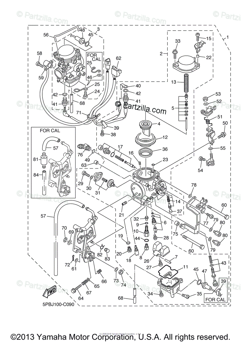 Yamaha Motorcycle 2004 OEM Parts Diagram for Carburetor | Partzilla.com