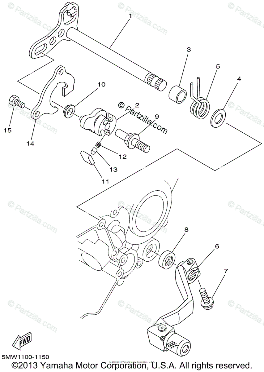 Yamaha Motorcycle 2002 OEM Parts Diagram for Shift Shaft | Partzilla.com