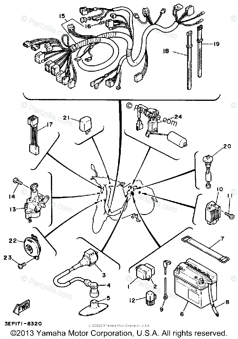 Yamaha Scooter 1988 OEM Parts Diagram for Electrical - 1 