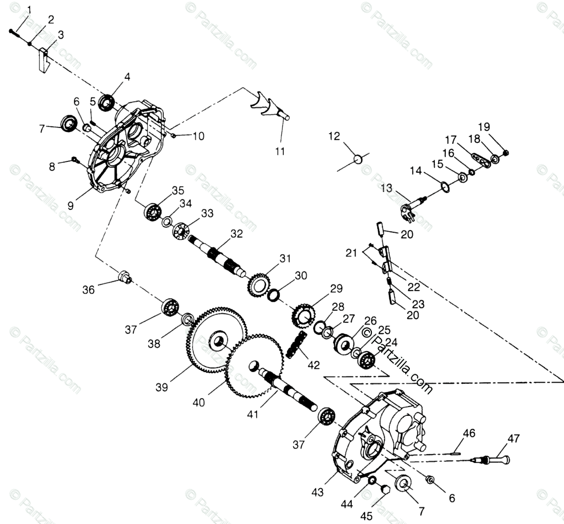 Polaris ATV 1996 OEM Parts Diagram for Gearcase