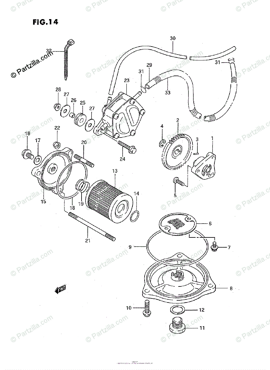 Suzuki ATV 1994 OEM Parts Diagram for Oil Pump / Fuel Pump 