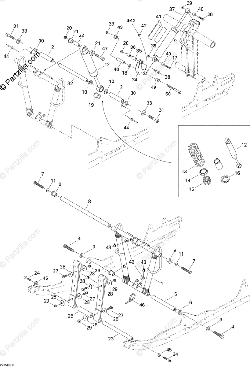 Ski-Doo 2002 MX Z X 440 OEM Parts Diagram for Front arm 