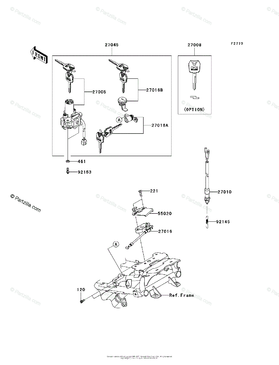 Kawasaki Motorcycle 2010 OEM Parts Diagram for Ignition Switch 