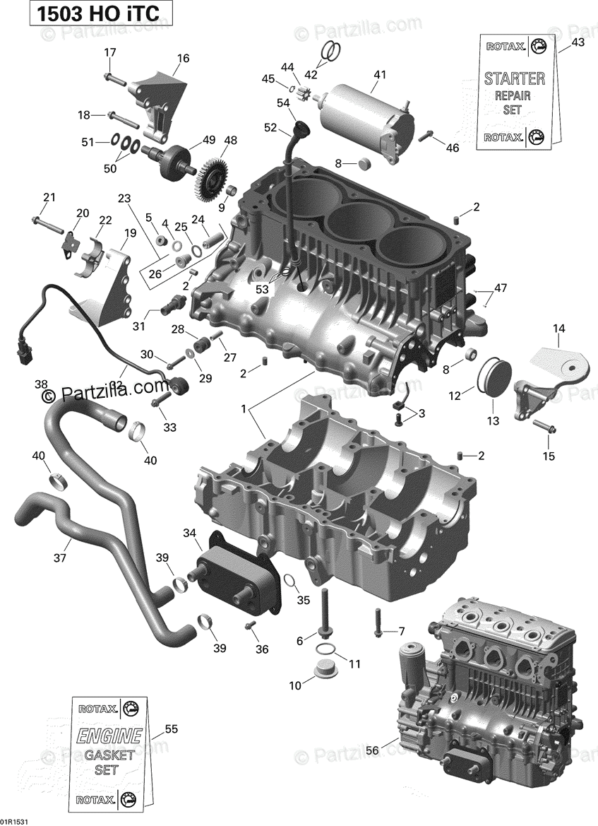 Sea-Doo 2015 RXP-X 260 & RS OEM Parts Diagram for Engine Block 1 