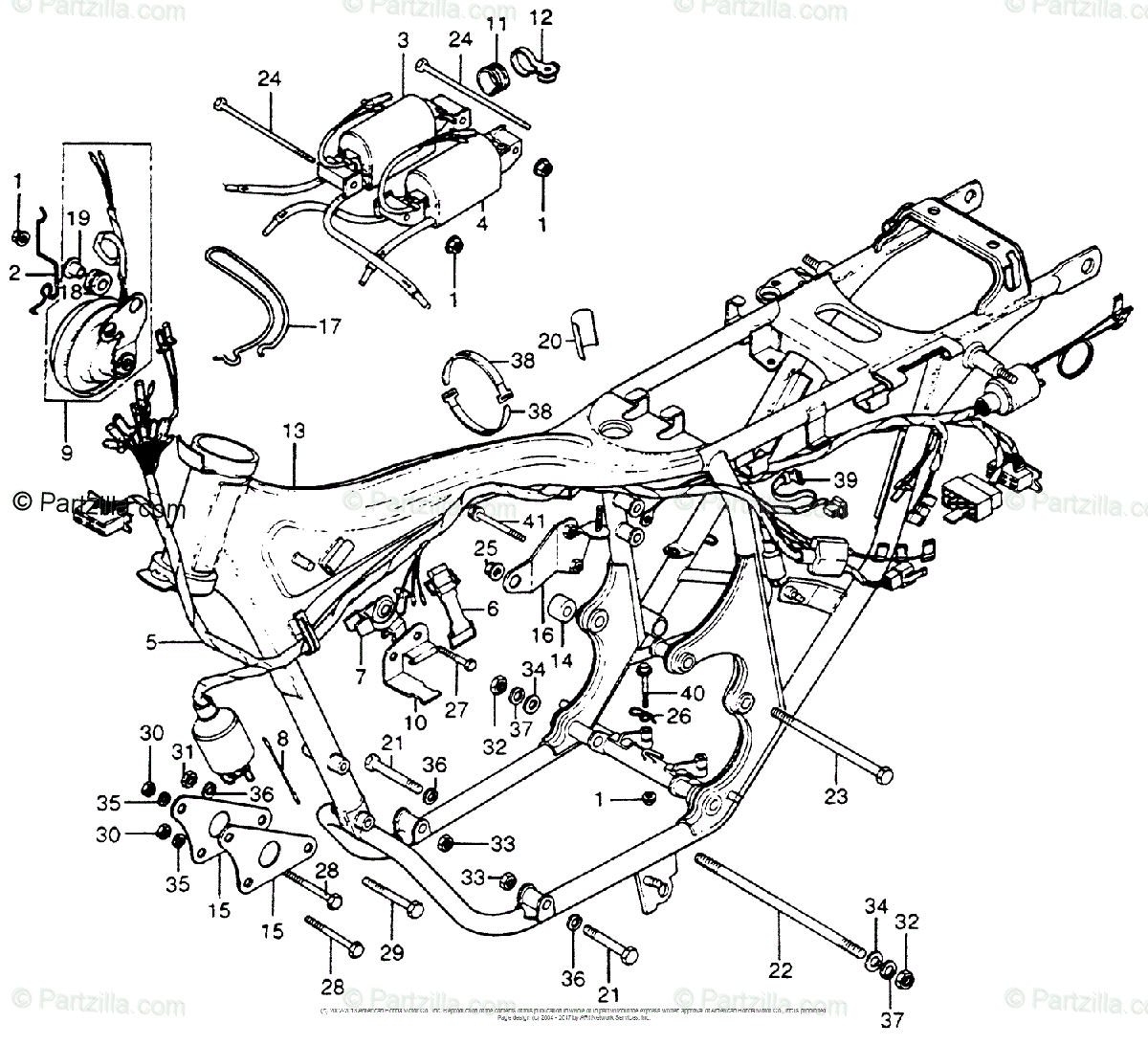 Honda Motorcycle 1976 OEM Parts Diagram for Wire Harness / Frame |  Partzilla.com Cafe Racer Wiring-Diagram Partzilla
