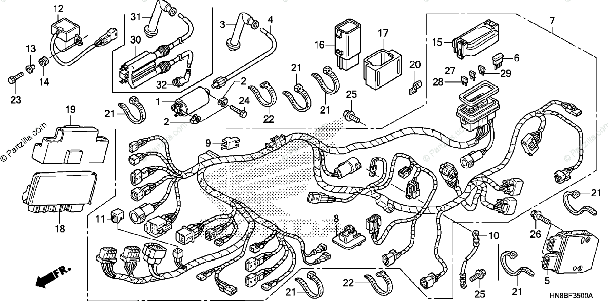Honda ATV 2016 OEM Parts Diagram for Wire Harness | Partzilla.com