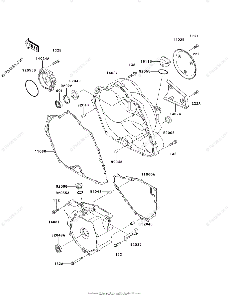 Kawasaki ATV 2000 OEM Parts Diagram for Engine Cover(s) | Partzilla.com