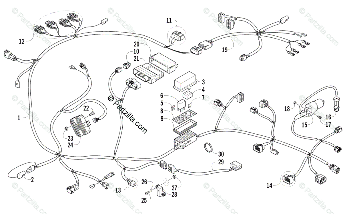 Arctic Cat Side by Side 2013 OEM Parts Diagram for Wiring Harness