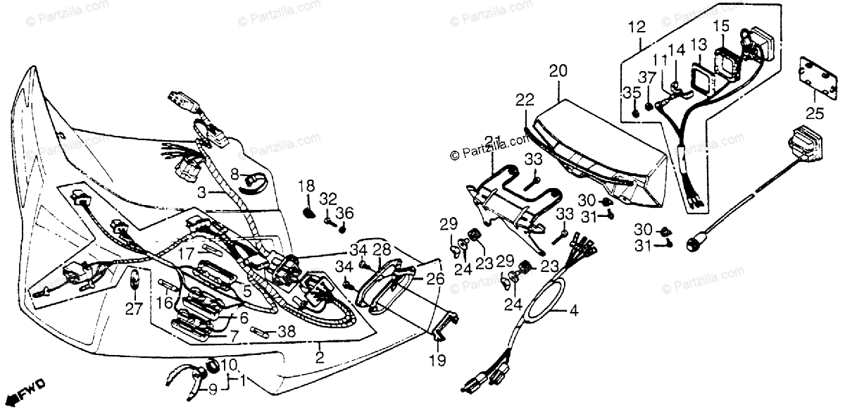 Honda Motorcycle 1983 OEM Parts Diagram for Fairing Wire Harness | Partzilla.com