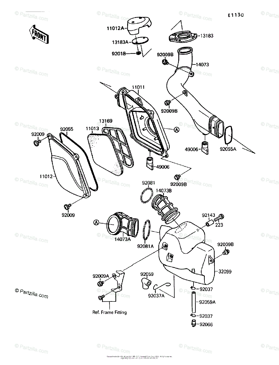 Kawasaki 11013-1145 ELEMENT-AIR FILTER