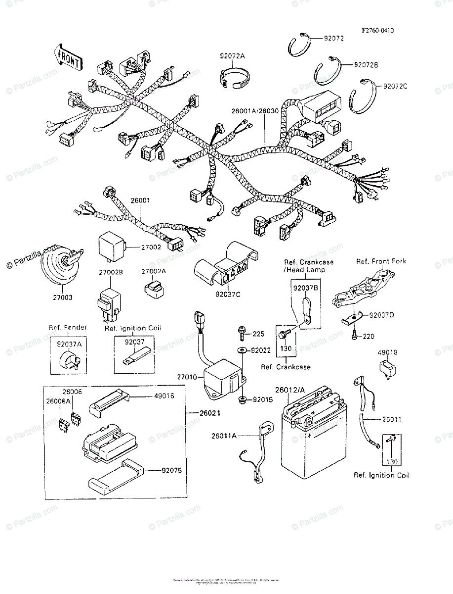 Kawasaki Motorcycle 1994 OEM Parts Diagram for Chassis Electrical 