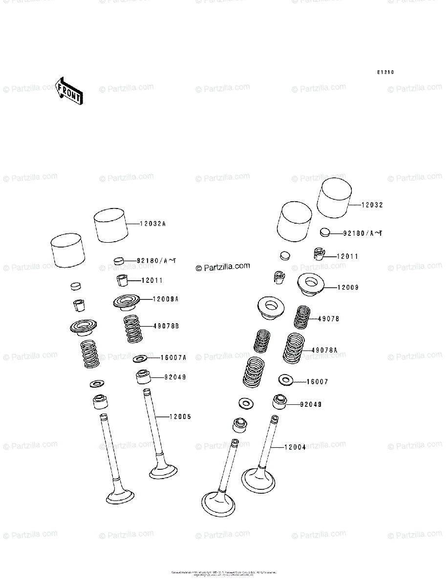 Kawasaki Motorcycle 1998 OEM Parts Diagram for Valve(s 