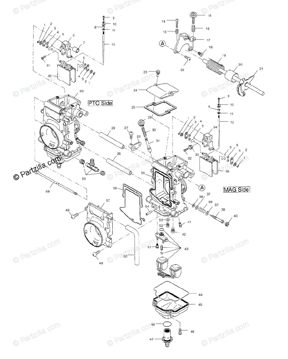 Polaris Snowmobile 2001 OEM Parts Diagram for Carburetor | Partzilla.com