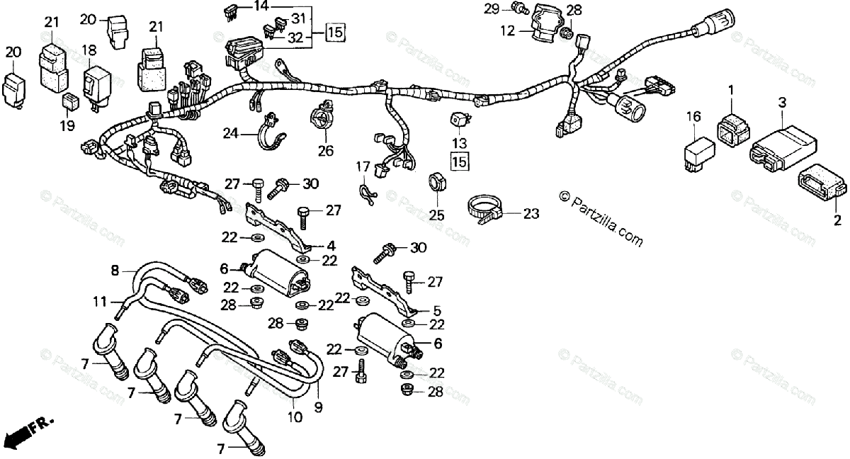 Honda Motorcycle 1994 OEM Parts Diagram for Wire Harness | Partzilla.com  1994 Honda Cbr 600 Wiring Diagram    Partzilla