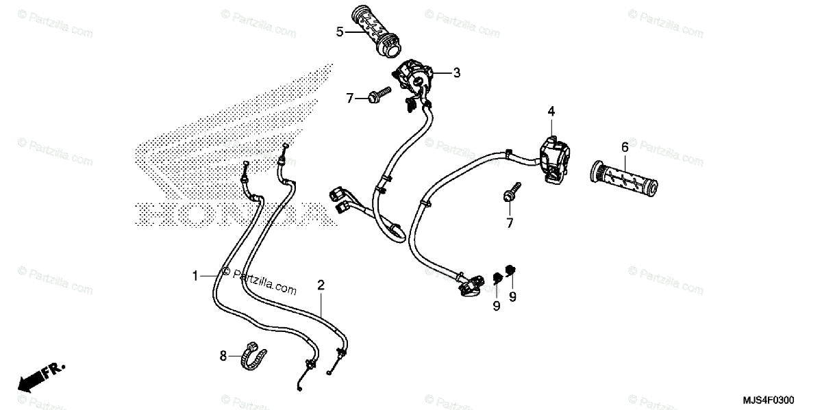 Honda Motorcycle 2016 OEM Parts Diagram for Switch / Cable 
