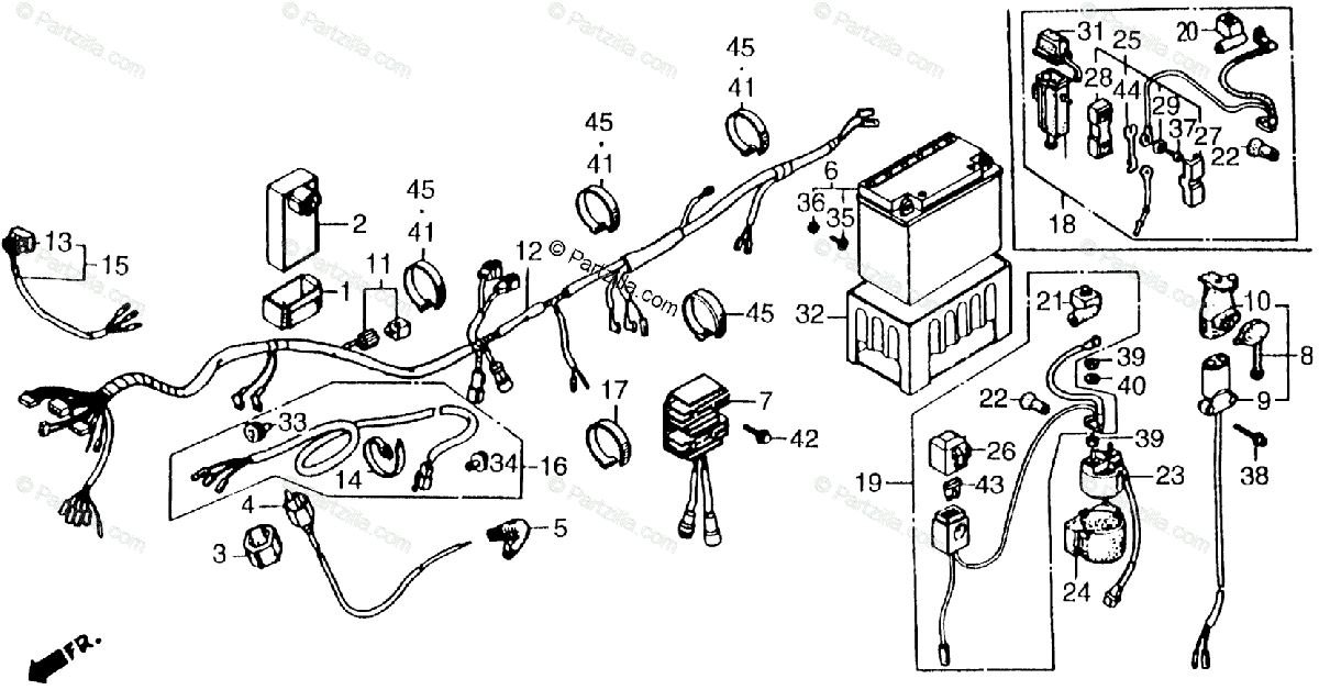 Honda ATV 1985 OEM Parts Diagram for Wire Harness | Partzilla.com Controller Wiring Diagram Partzilla
