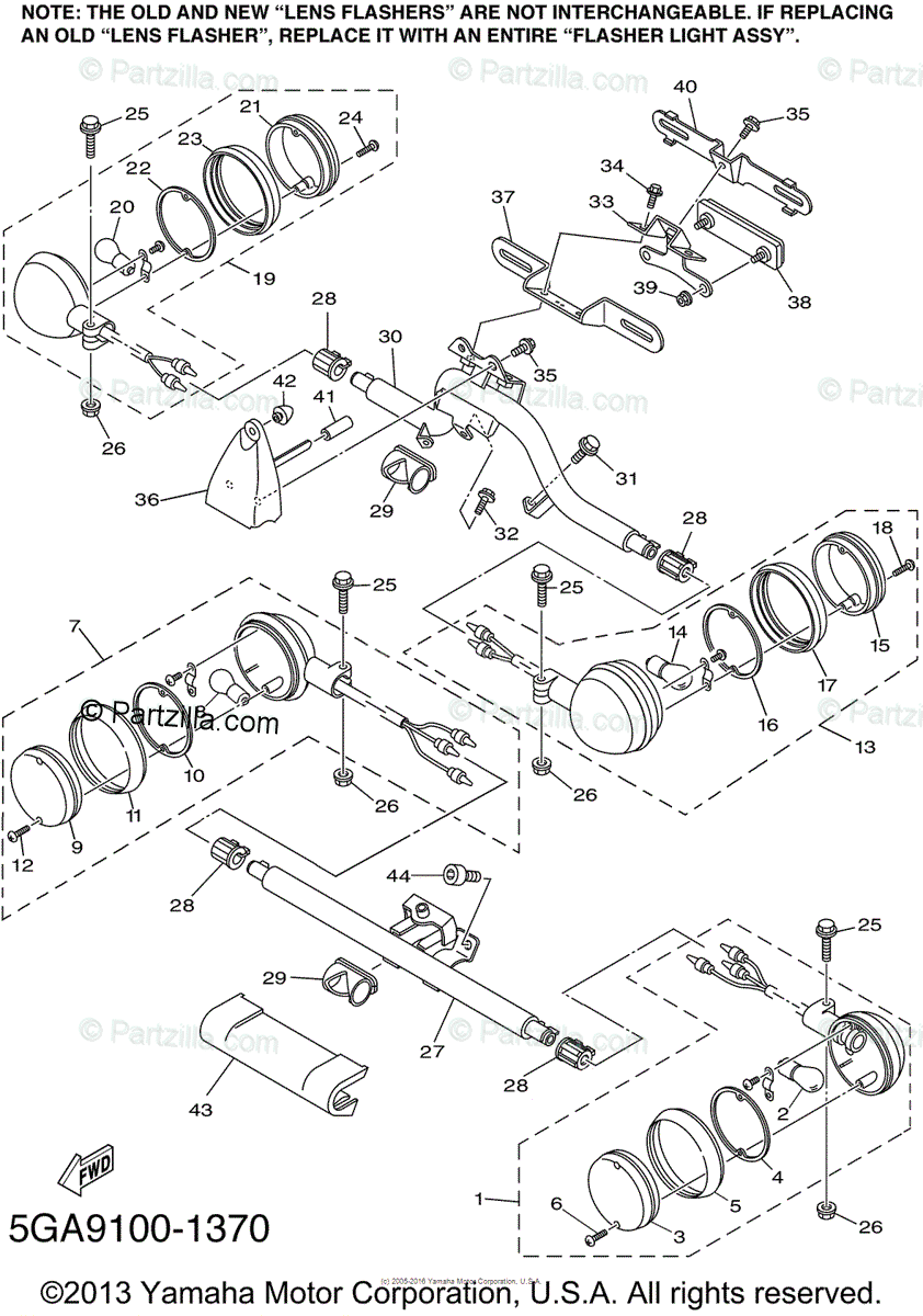 Yamaha Motorcycle 2001 OEM Parts Diagram for Flasher Light | Partzilla.com