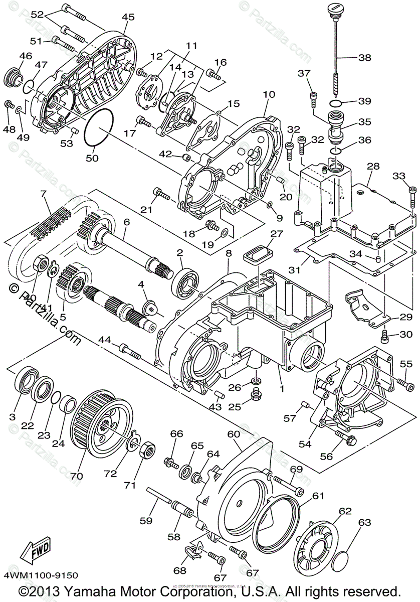 Yamaha Motorcycle 2001 OEM Parts Diagram for Middle Drive Gear