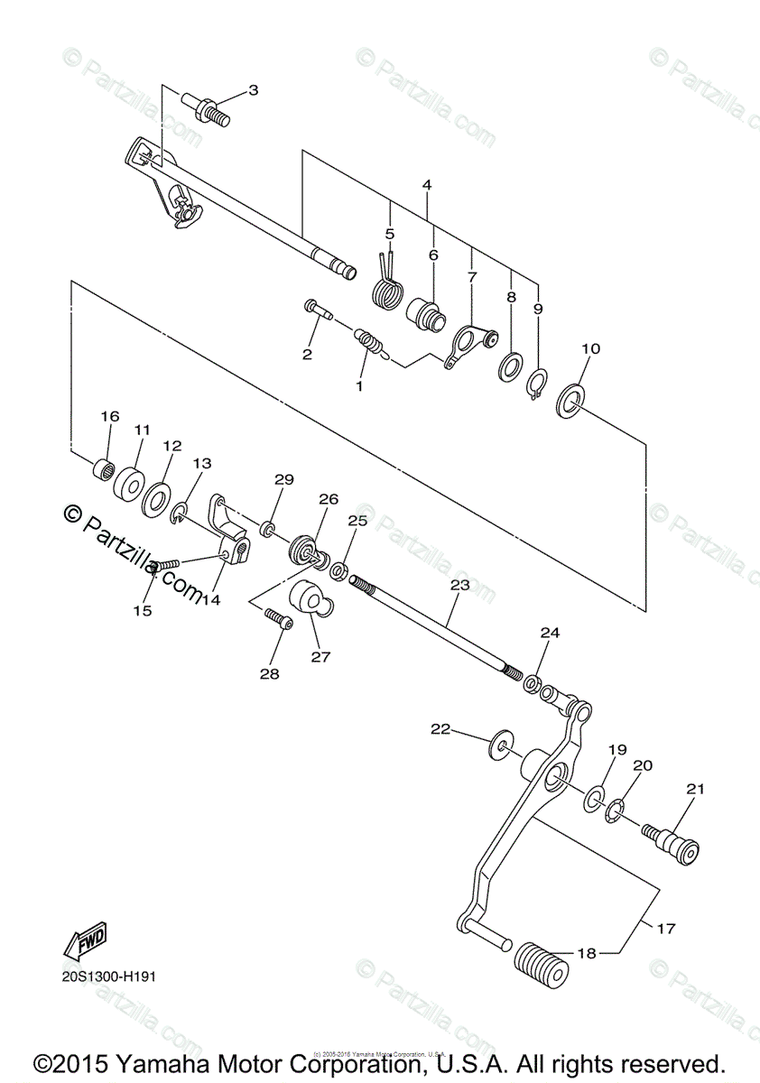 Yamaha Motorcycle 2014 OEM Parts Diagram for Shift Shaft | Partzilla.com