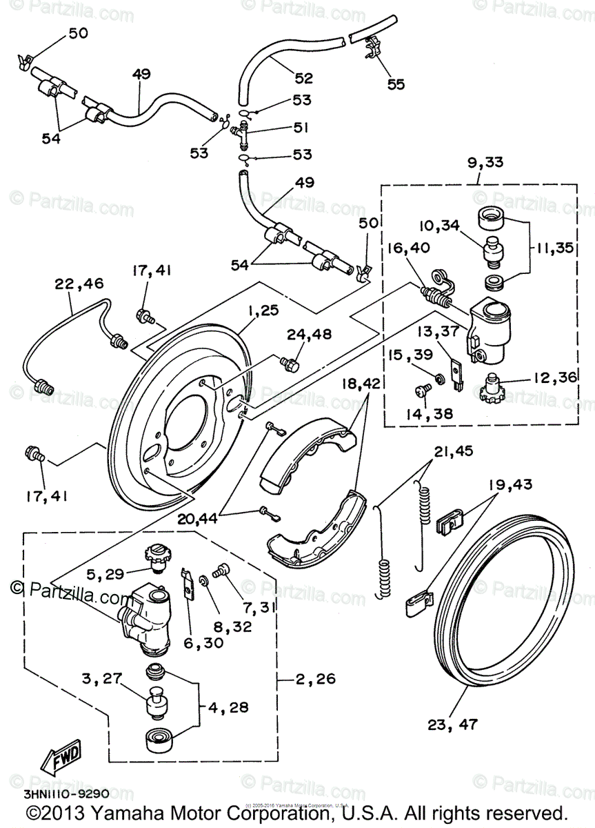 Yamaha ATV 1996 OEM Parts Diagram for Front Brake | Partzilla.com
