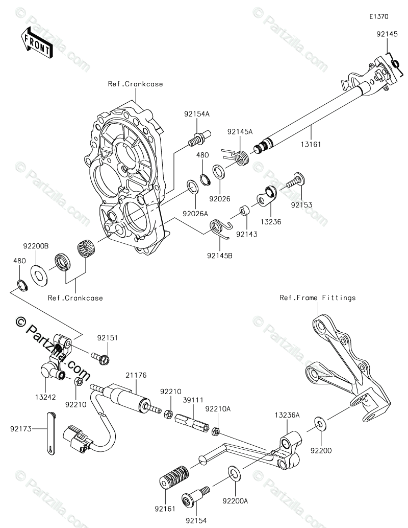 Kawasaki Motorcycle 2019 OEM Parts Diagram for Gear Change 