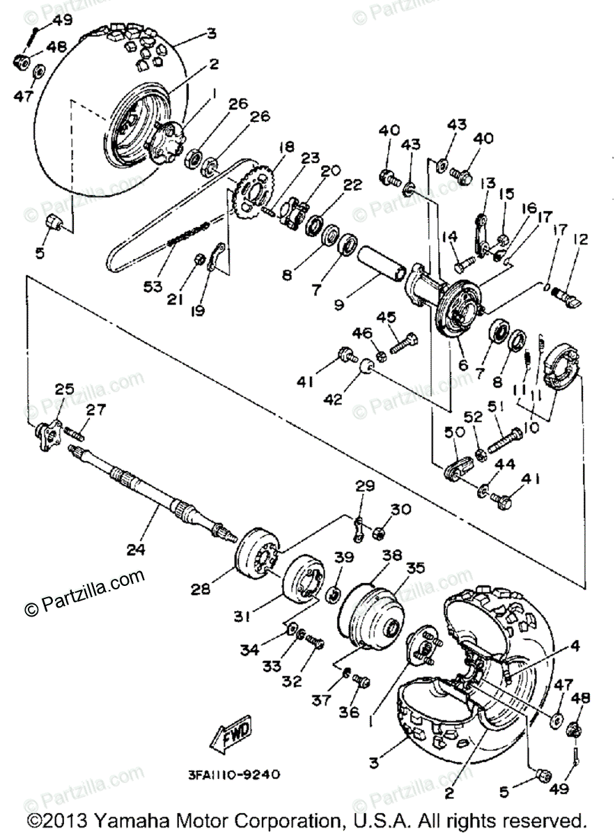 Yamaha ATV 1989 OEM Parts Diagram for REAR WHEEL | Partzilla.com