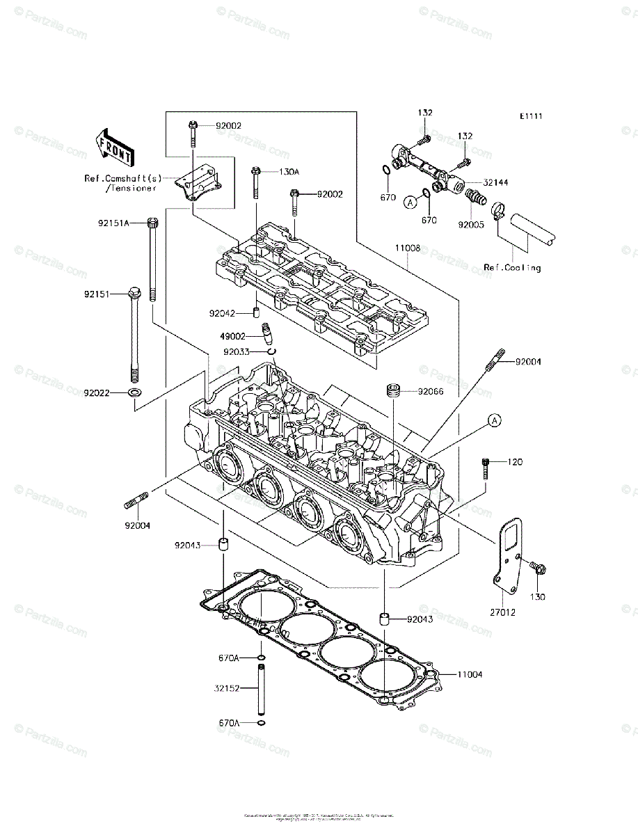 Kawasaki Jet Ski 2017 OEM Parts Diagram for CYLINDER HEAD 