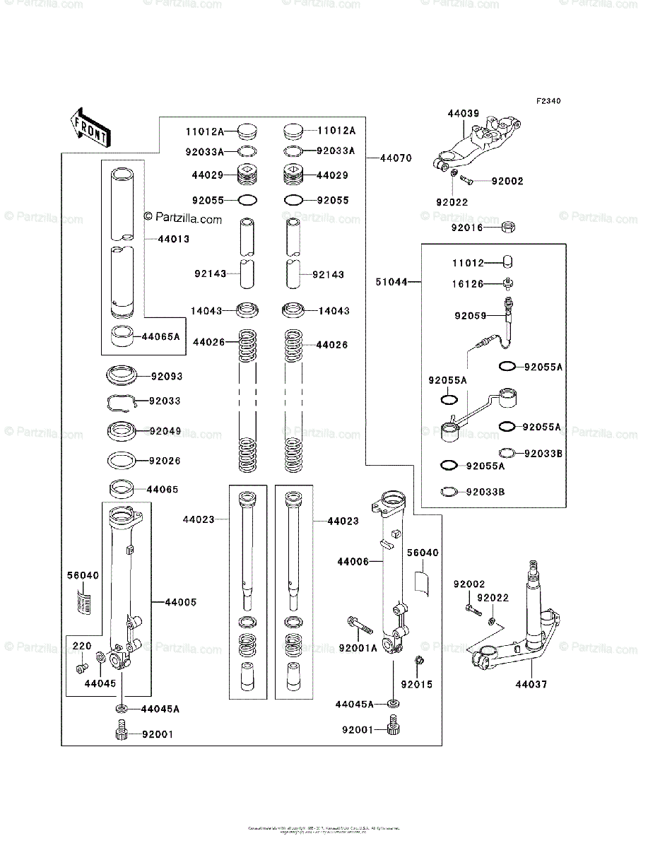 Algebraisk Banyan prangende Kawasaki Motorcycle 2002 OEM Parts Diagram for FRONT FORK | Partzilla.com