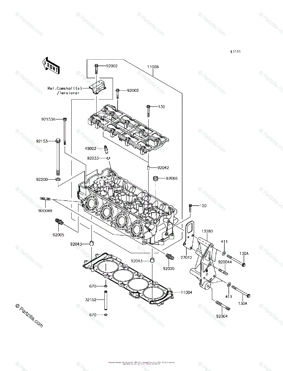 Kawasaki Jet Ski 2014 OEM Parts Diagram for CYLINDER HEAD 