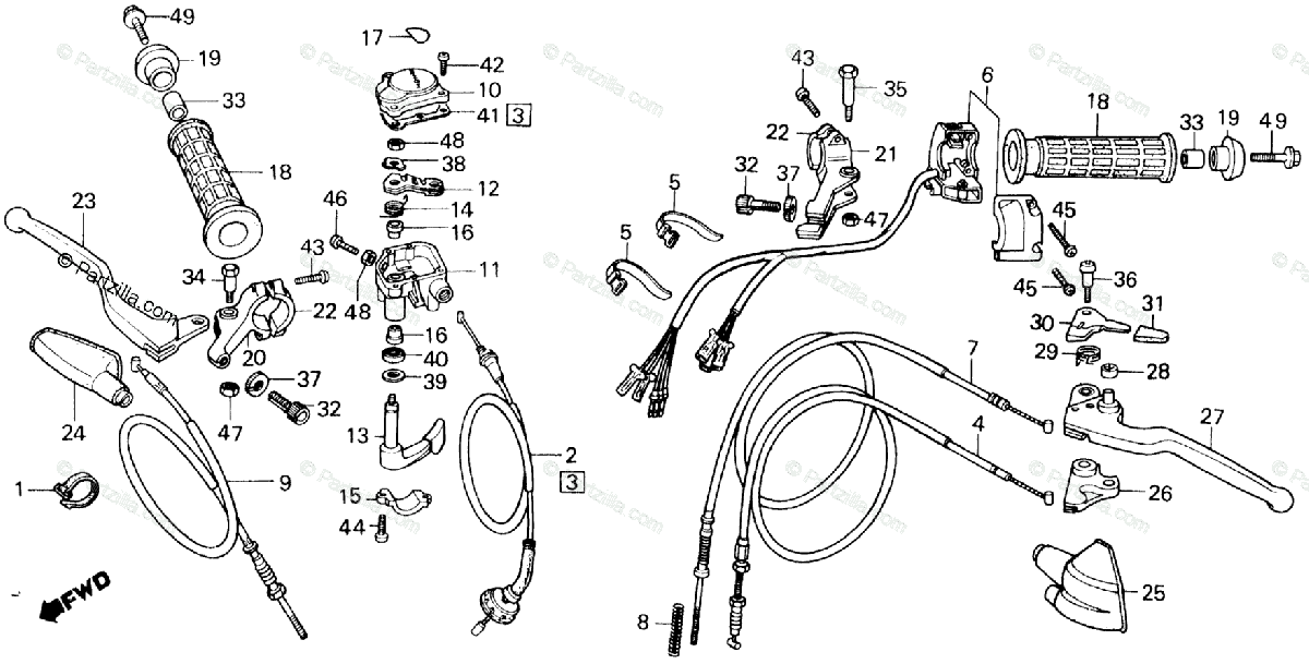 Honda ATV 1986 OEM Parts Diagram for Cable / Switch | Partzilla.com