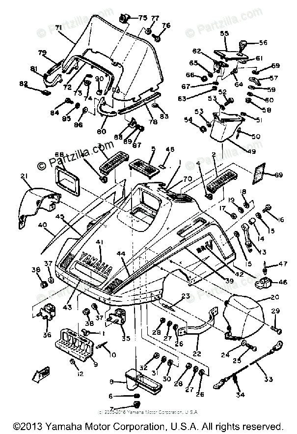 Yamaha Snowmobile 1981 OEM Parts Diagram for SHROUD - WINDSHIELD SR540E ...