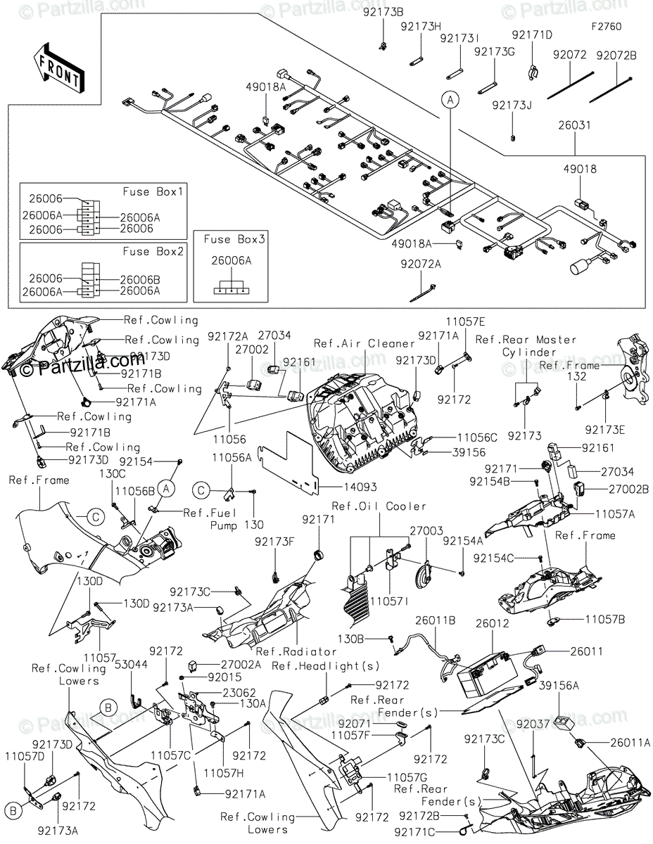 Kawasaki Motorcycle 2021 OEM Parts Diagram for Chassis Electrical 