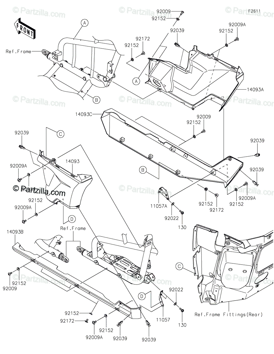 Kawasaki Side by Side 2023 OEM Parts Diagram for Side Covers 