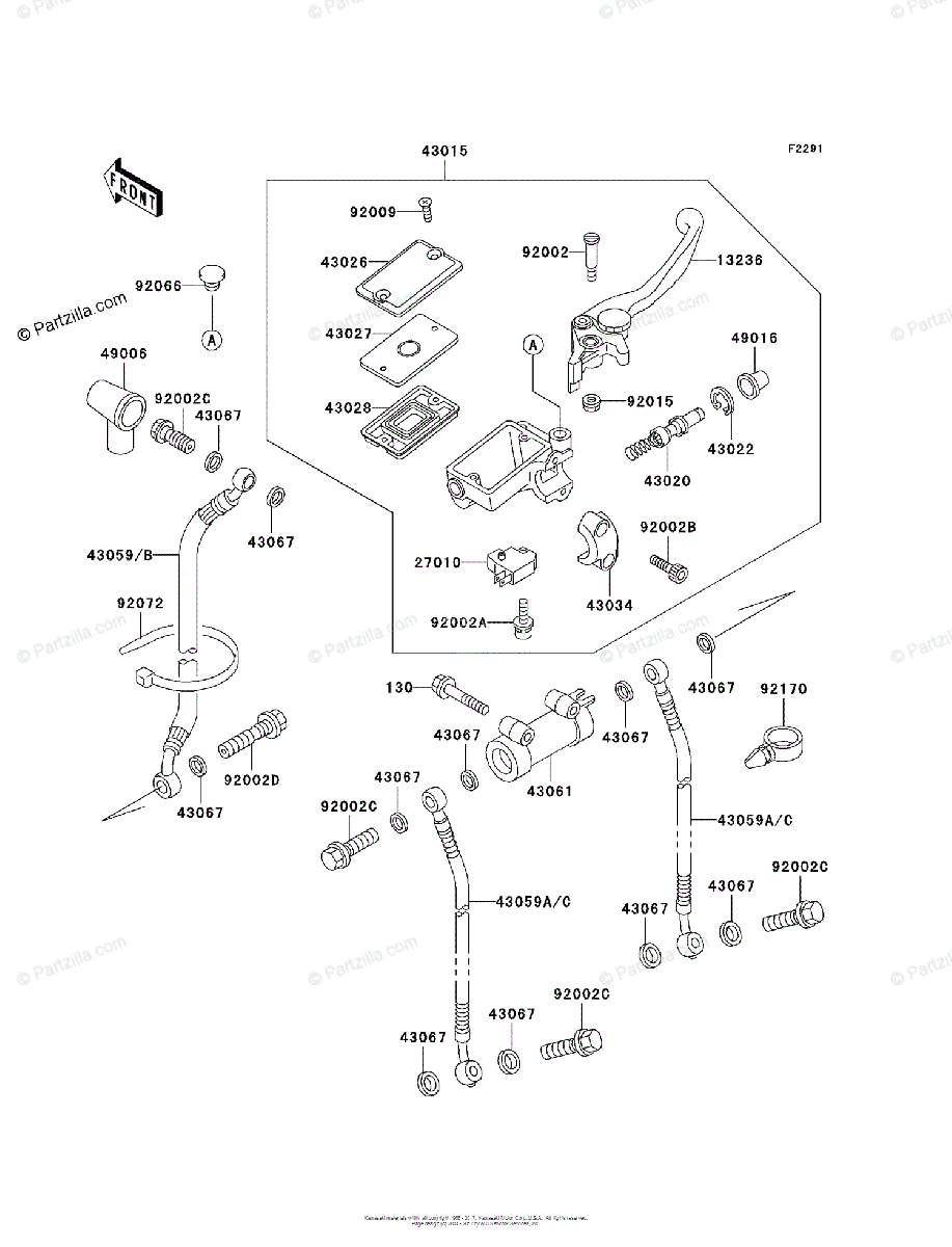 Kawasaki Motorcycle 1994 OEM Parts Diagram for FRONT MASTER CYLINDER